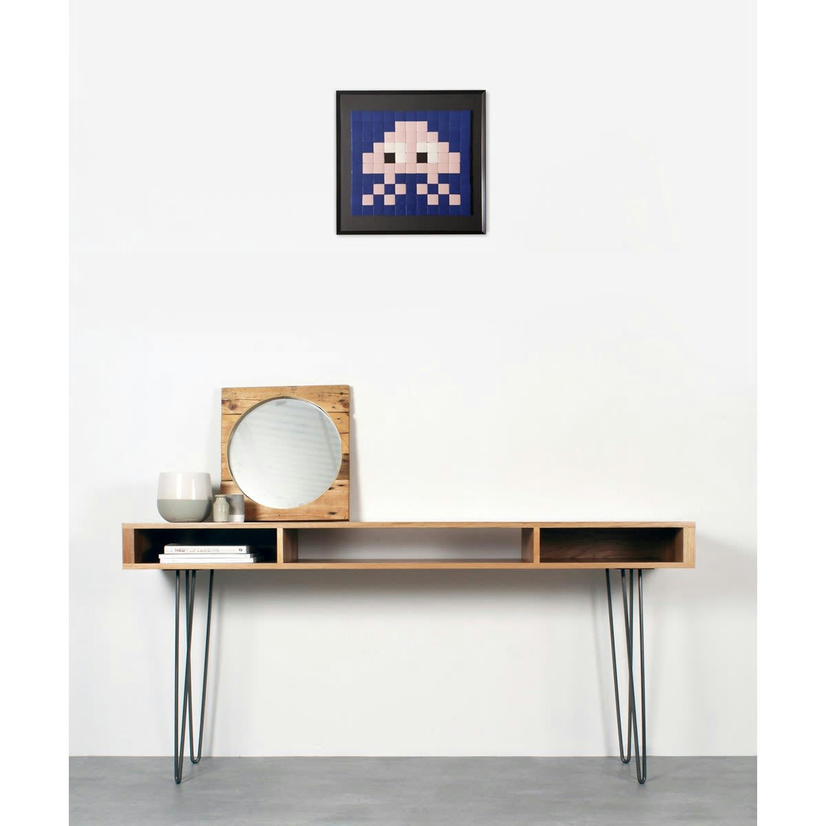 INVADERS - Cadre mosaïque en verre rose 30x30cm
