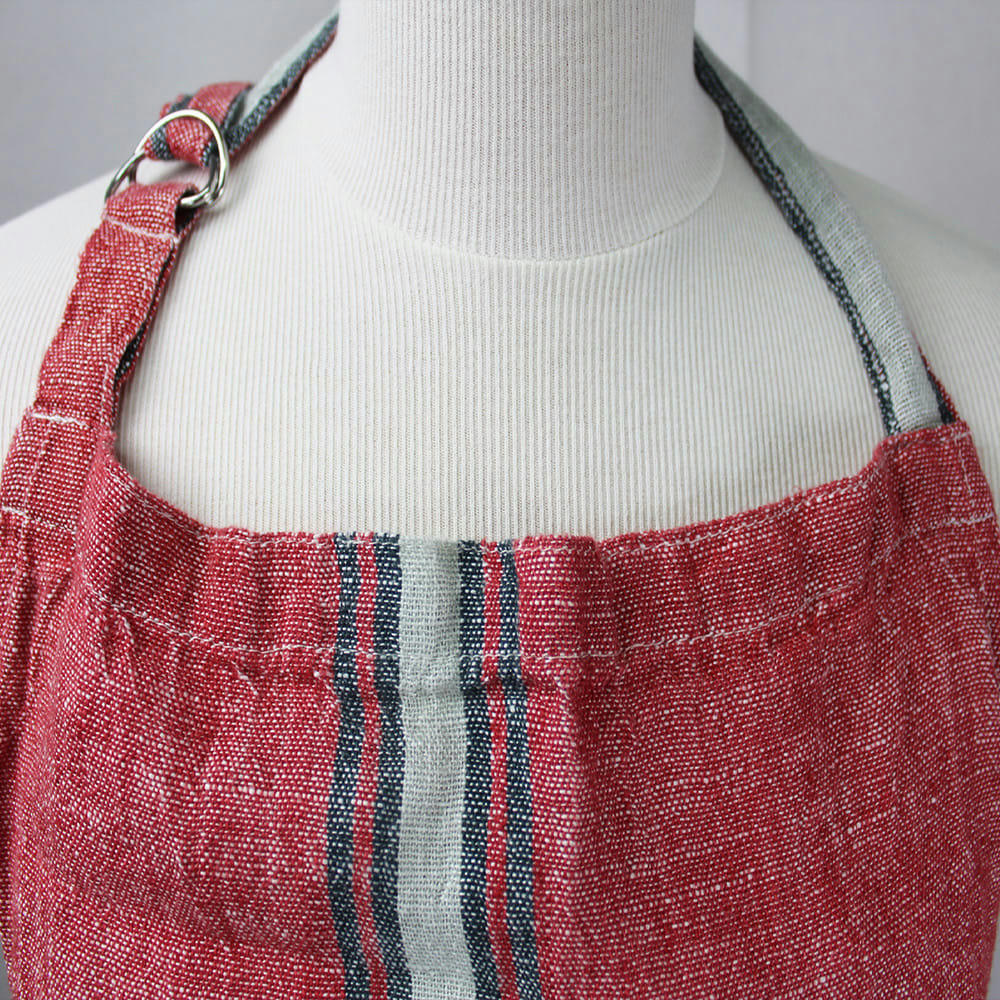 COSTA TERRACOTTA - Tablier  pur lin rouge 79.5X90