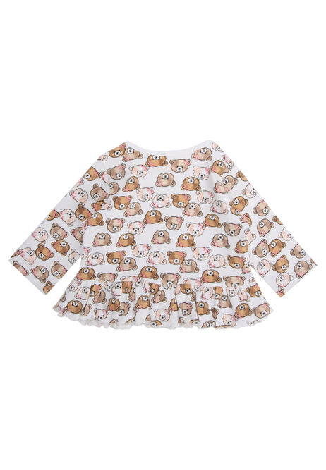 Baby Girls Cream Bear Print Peplem Top & Leggings Set