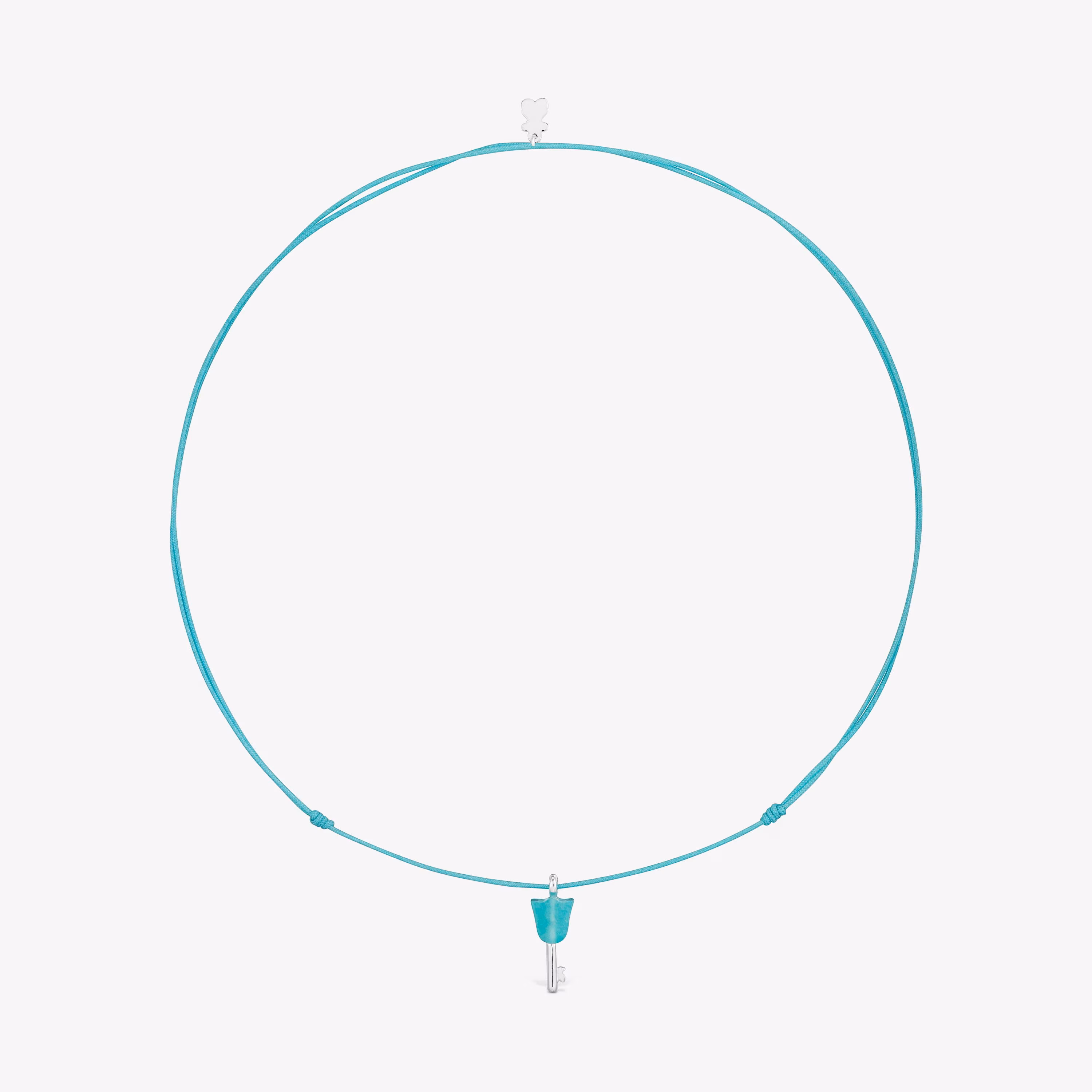 Collar de plata, nylon turquesa y amazonita TOUS Unlock