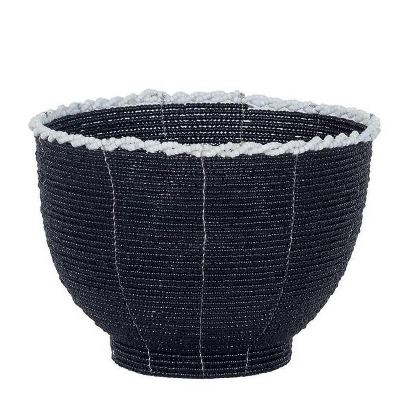 LYL - Pot en perles de verre, noir 10x13 cm