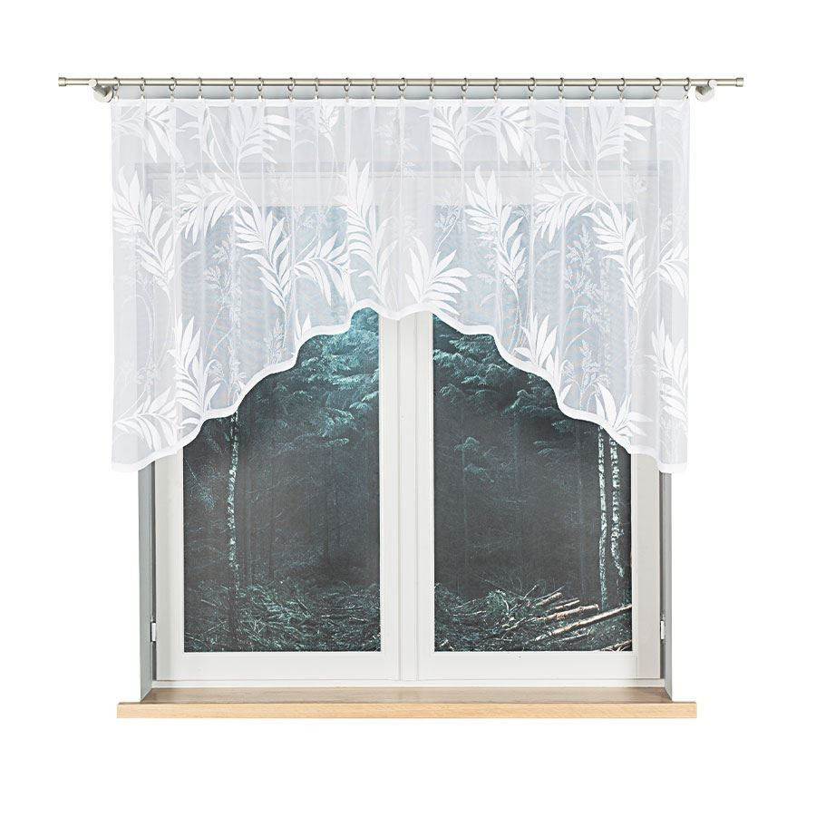 KAJA - Firanka gotowa żakardowa z podcięciem na dole - 250x100 cm - biały