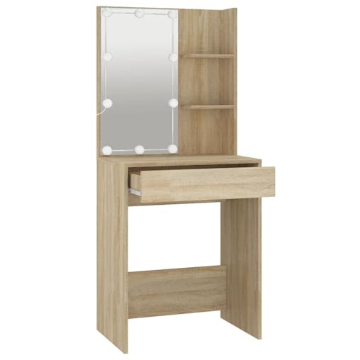 NNEVL Dressing Table with LED Sonoma Oak 60x40x140 cm