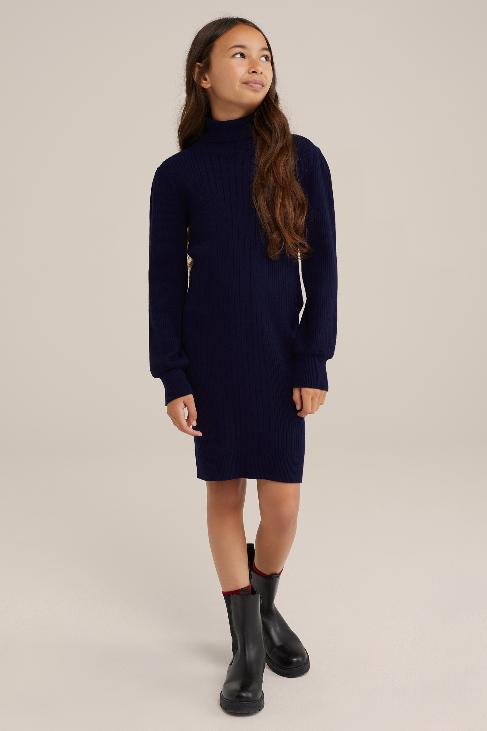 Meisjes jurk met rib structuur