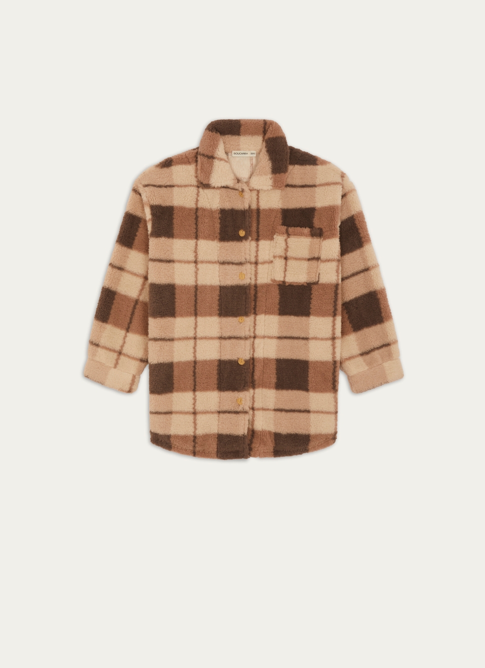 VESTE POLAIRE à CARREAUX BEIGE CLAIR