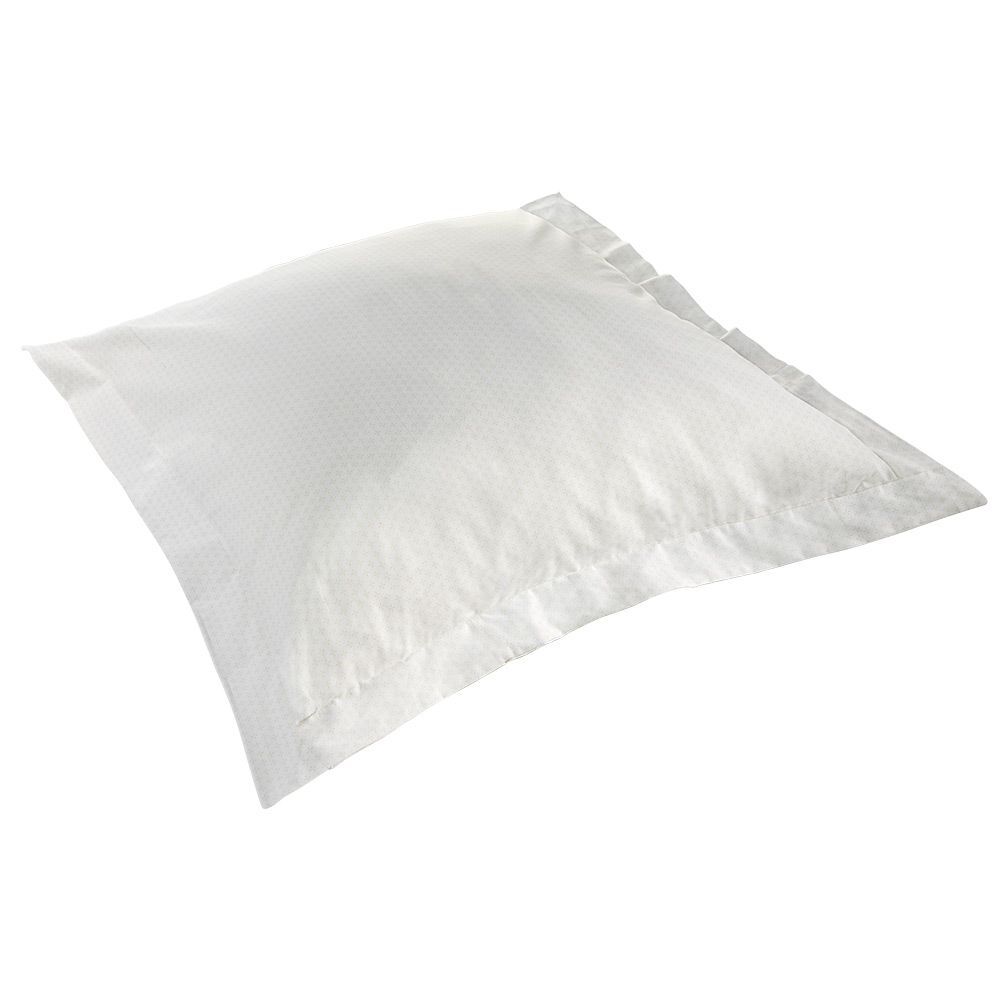Taie d'oreiller à volant imprimé beige et blanc 63x63cm