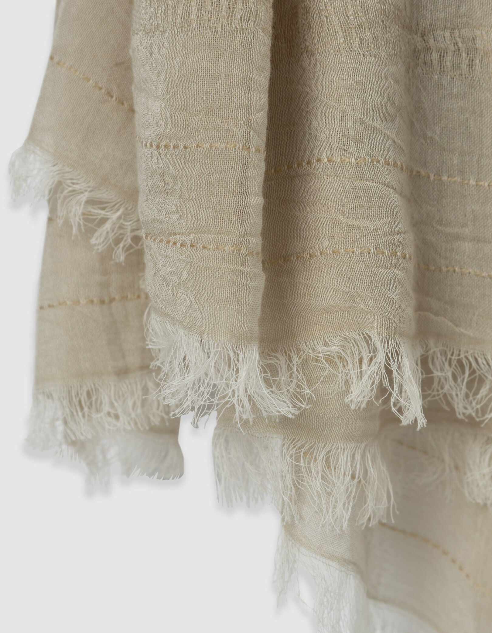 Foulard beige motif rayures fantaisie Homme