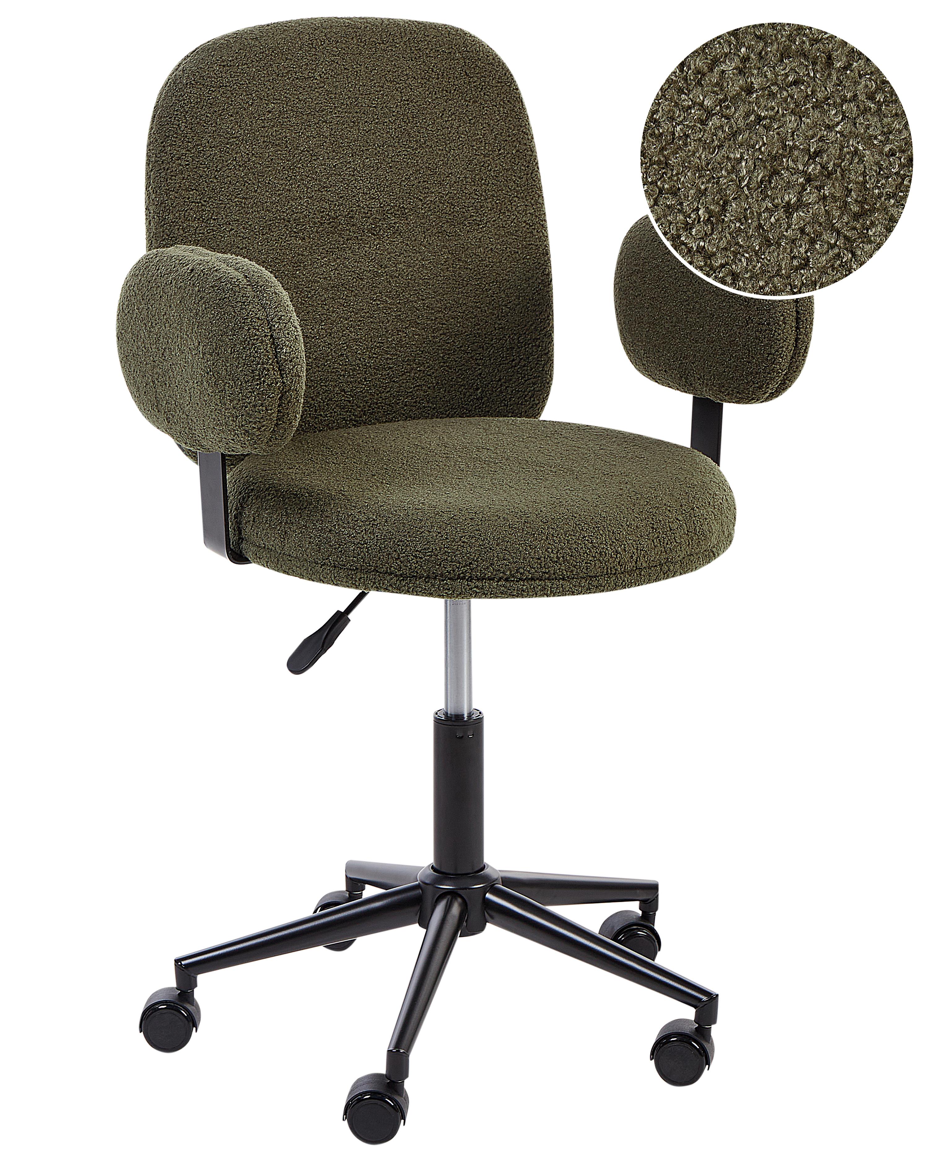 Desk Chair MORAGA Boucle Dark Green
