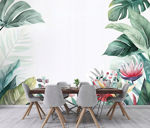 Papier Peint Panoramique Intissé Jungle Feuilles Vert - 350x250 cm - Papier Peint Chambre et salon