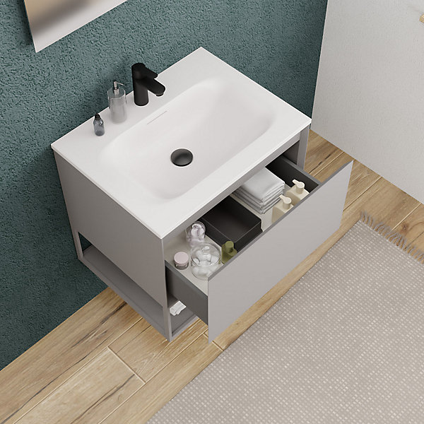 Ceramiameuble de salle de bain Ceramia 60 cm, gris perle (CERAMIA-1LG60)
