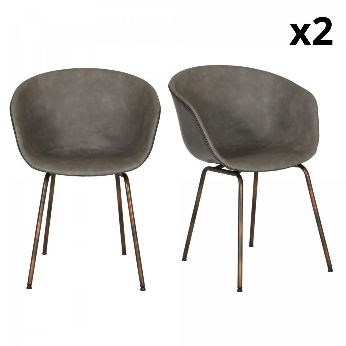 SHELBY - Lot 2 chaises simili gris