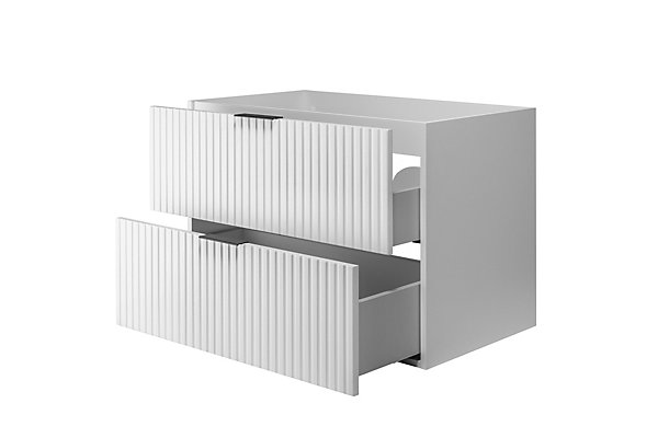 Meuble vasque, Blanc, 80 x 57 x 46 cm, poignée noire, sans plateau
