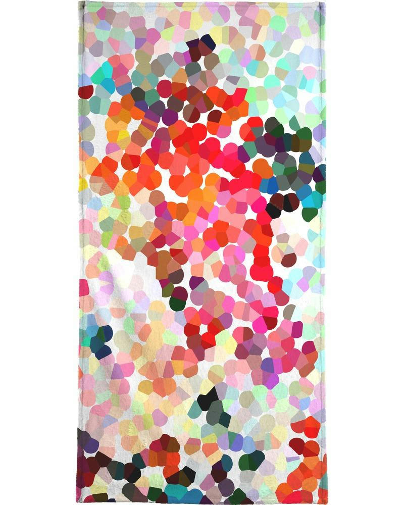 PLEASE 3 - Serviette de plage en éponge-velours en bleu & gris 90x180