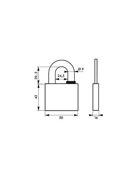 Cadenas à clé Reverso, laiton, extérieur, anse acier, 50mm, 4 clés - THIRARD