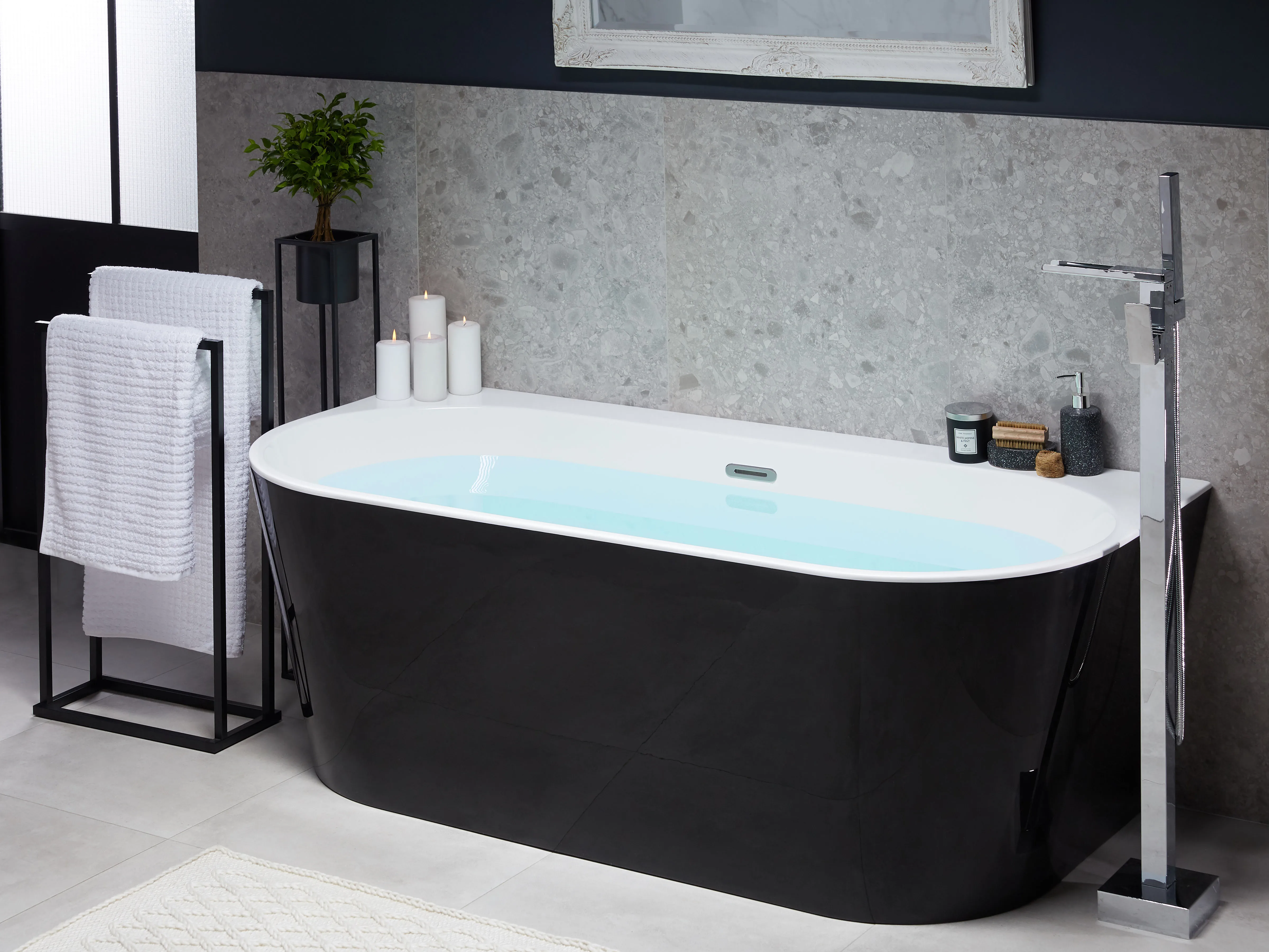 Bathtub HARVEY 1700 x 800 mm Black/ White