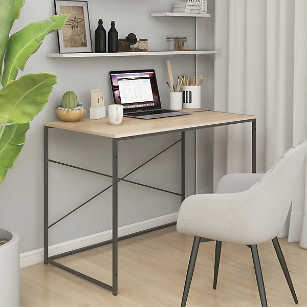 Bureau d'ordinateur Noir et chêne 110x60x70cm Bois d'ingénierie vidaXL