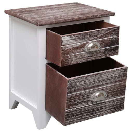 NNEVL Nightstand Brown and White 38x28x45 cm Paulownia Wood