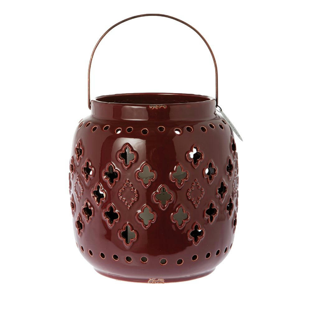 - Grand porte bougie en céramique bordeaux