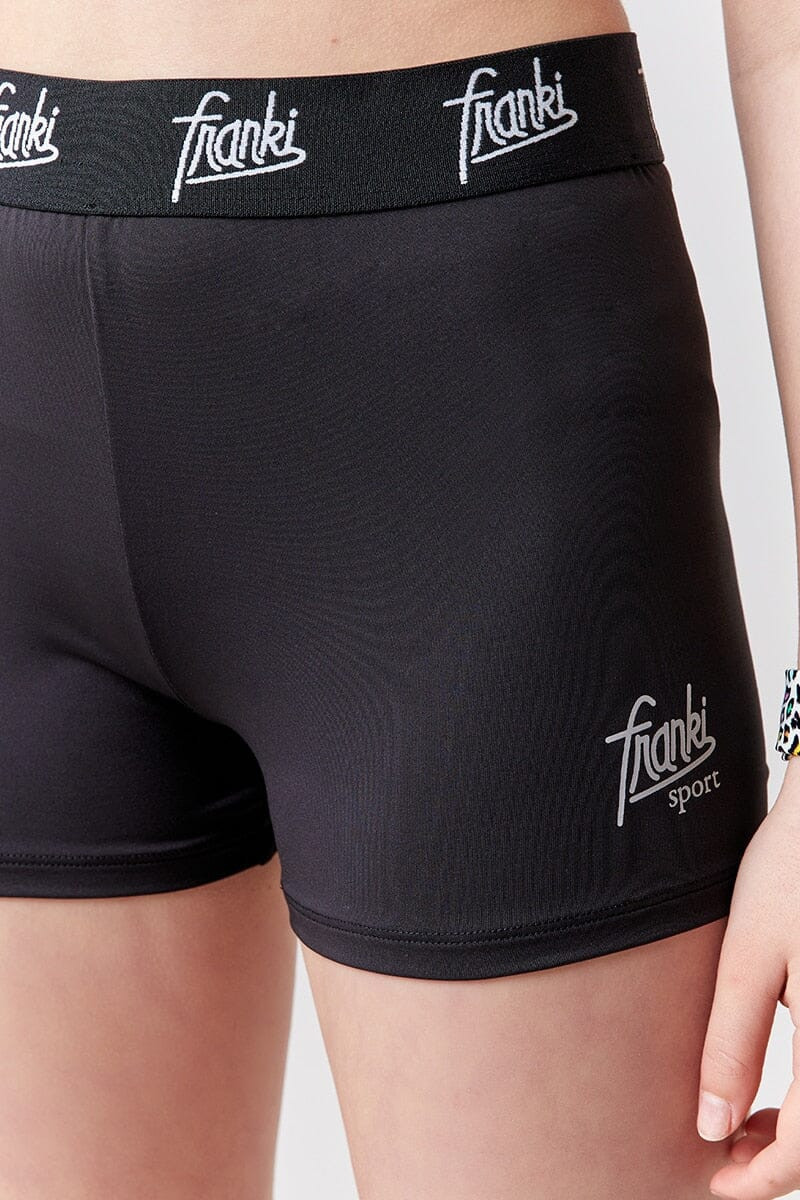 Hello Franki Sport Elastic Waistband Black Shorts for girls