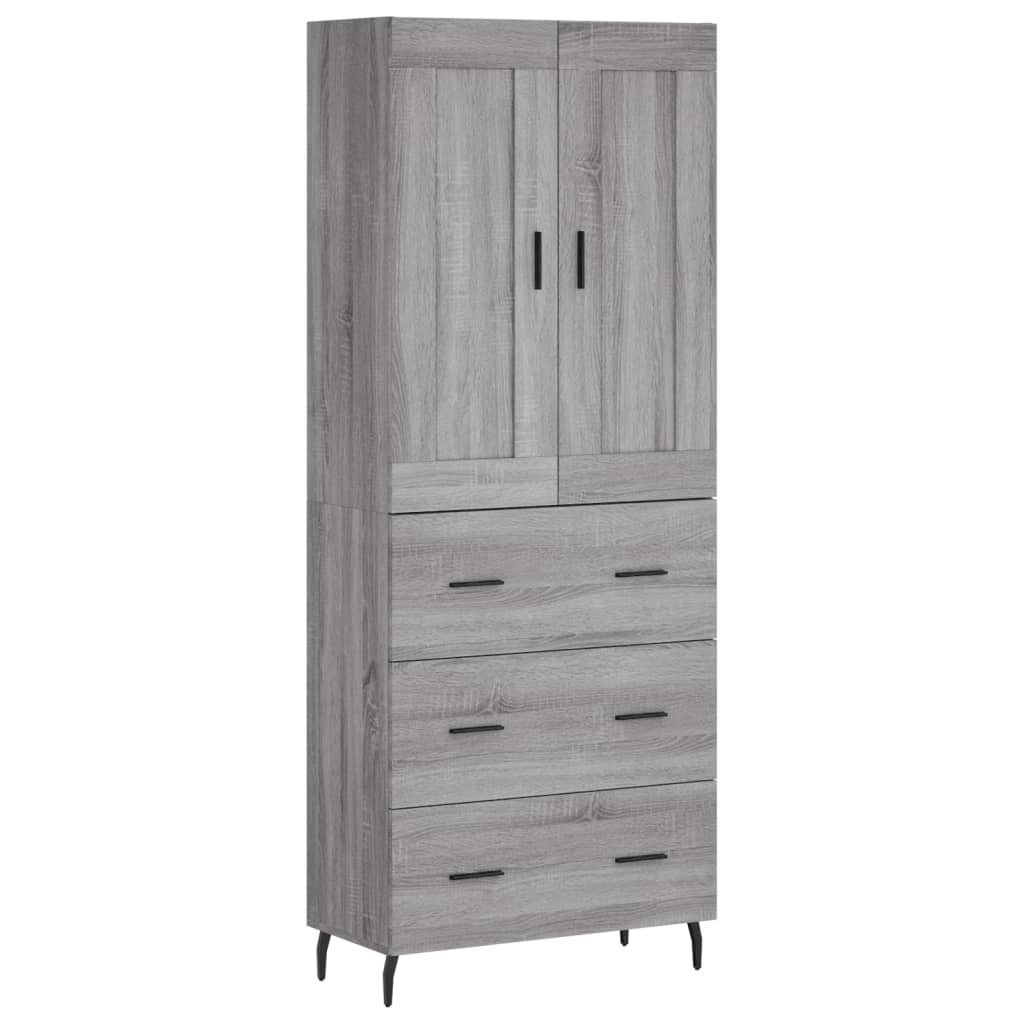 Szafka Witrynka Szara Dąb Sonoma z Drzwiami 69.5x34x180 cm do Salonu