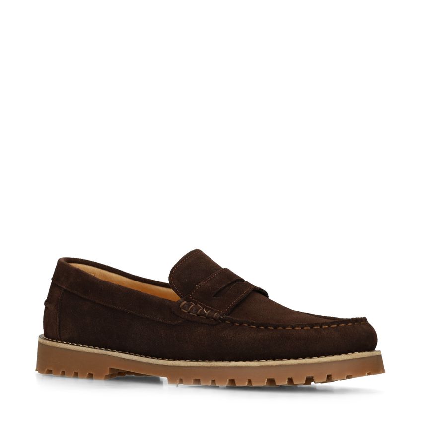 Manfield Bruine suède loafers