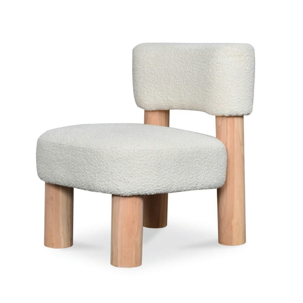 MEGEVE - Fauteuil revetu de tissu bouclé blanc
