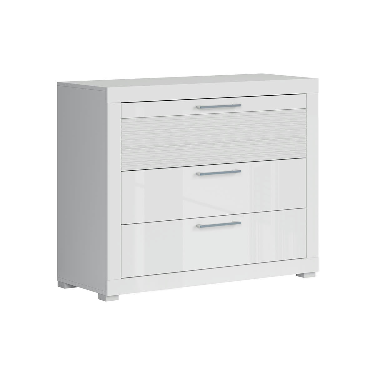 - Commode 3 tiroirs blanc laqué