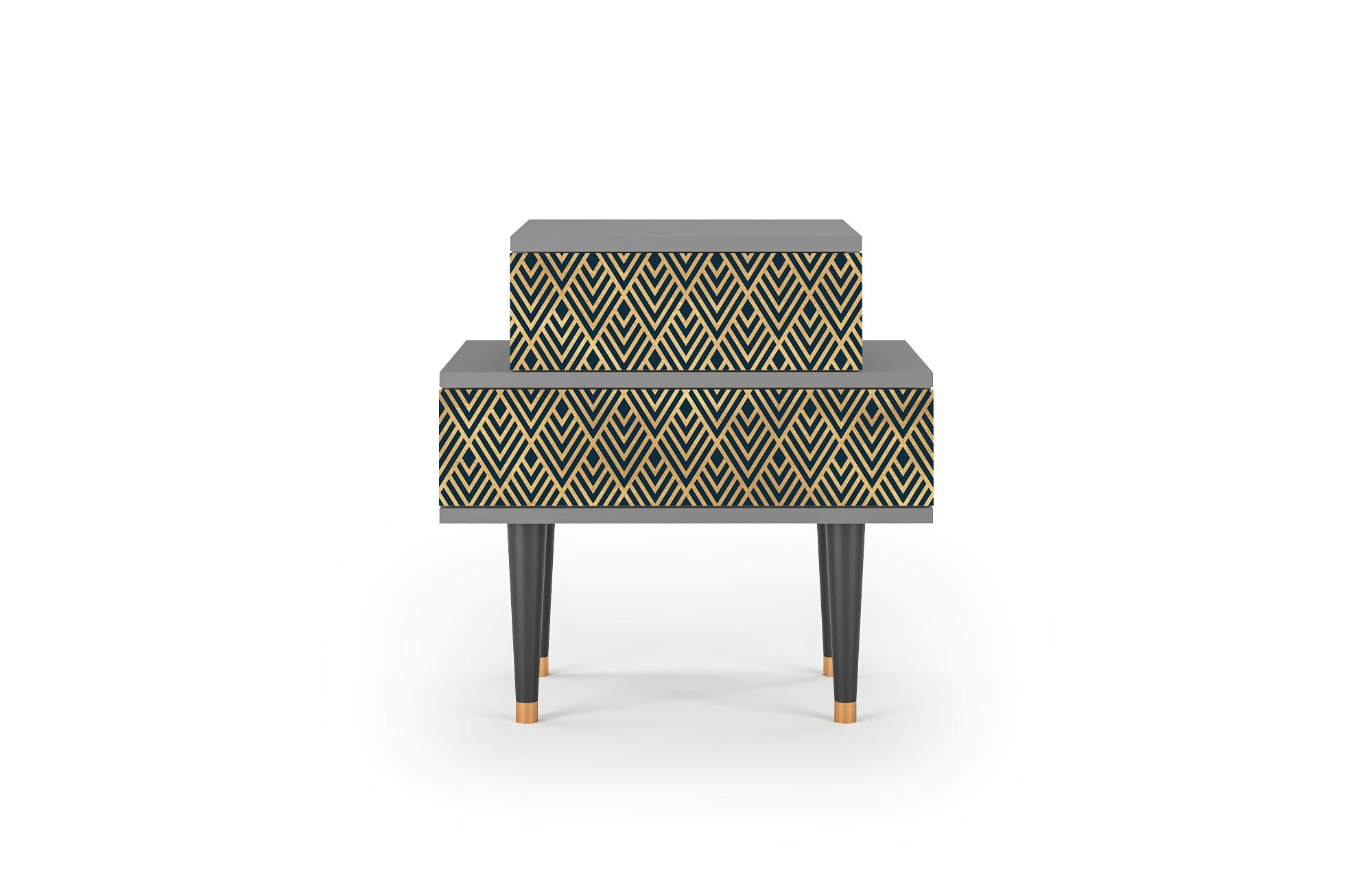 EGYPT TRIANGLES - Table de chevet bleu 2 tiroirs L 58 cm