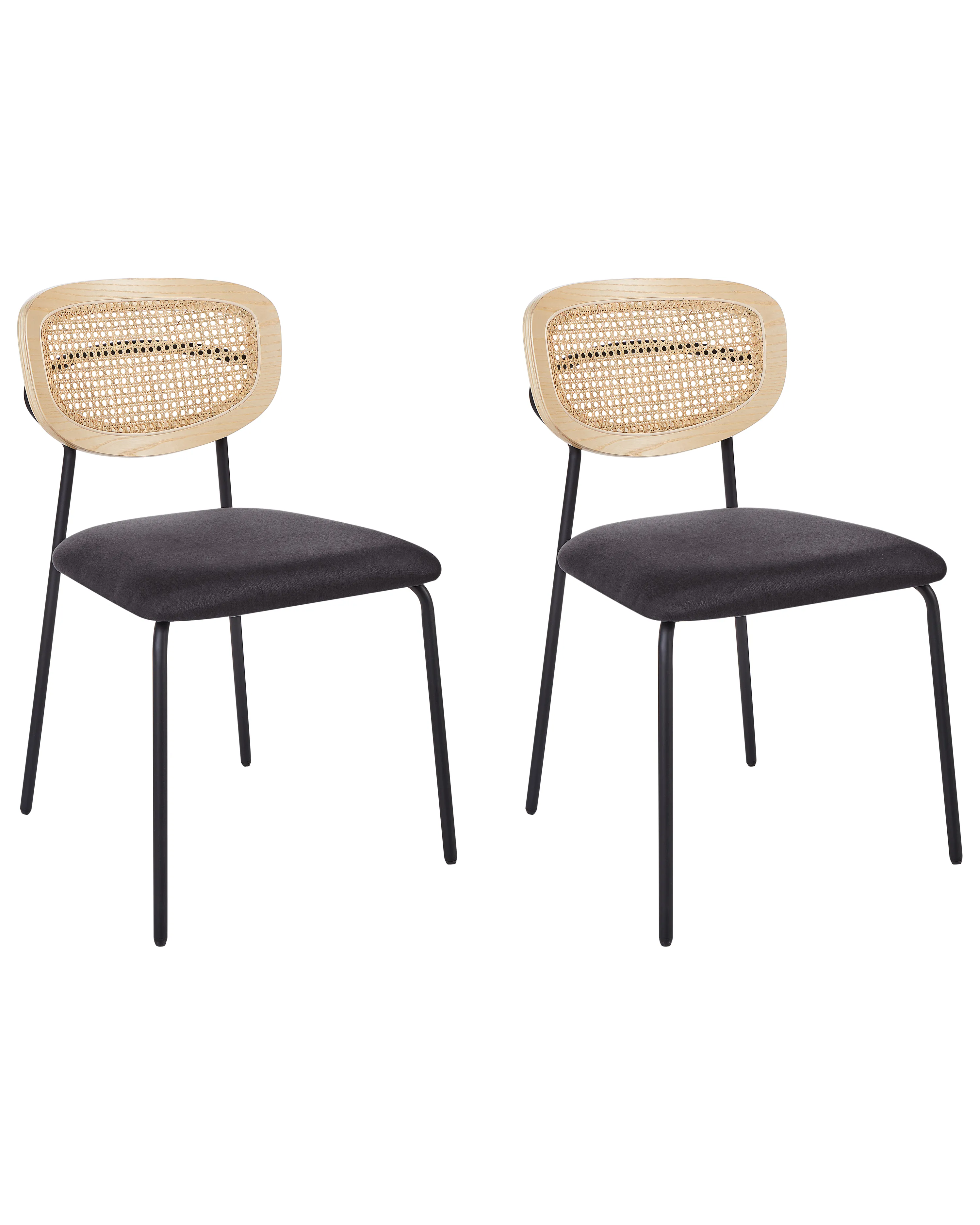 Set of 2 Bar Chairs MAYETTA Rattan Black