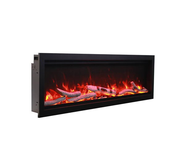 Amantii Smart 50" Clean face Electric Built-in with log and glass, black steel surround