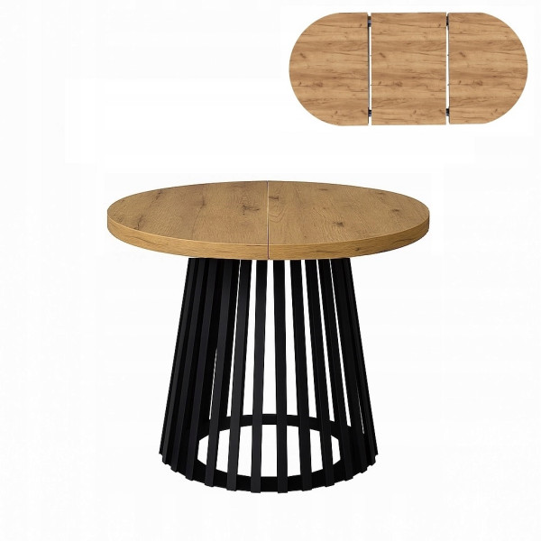 Stół Lamele rozsuwany okrągły 80/130cm blat 3,6cm Metal