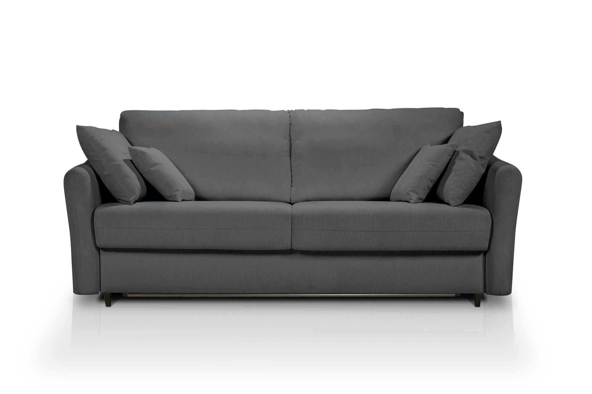 CAPELLA - Canapé droit convertible 3 places  en velours côtelé gris