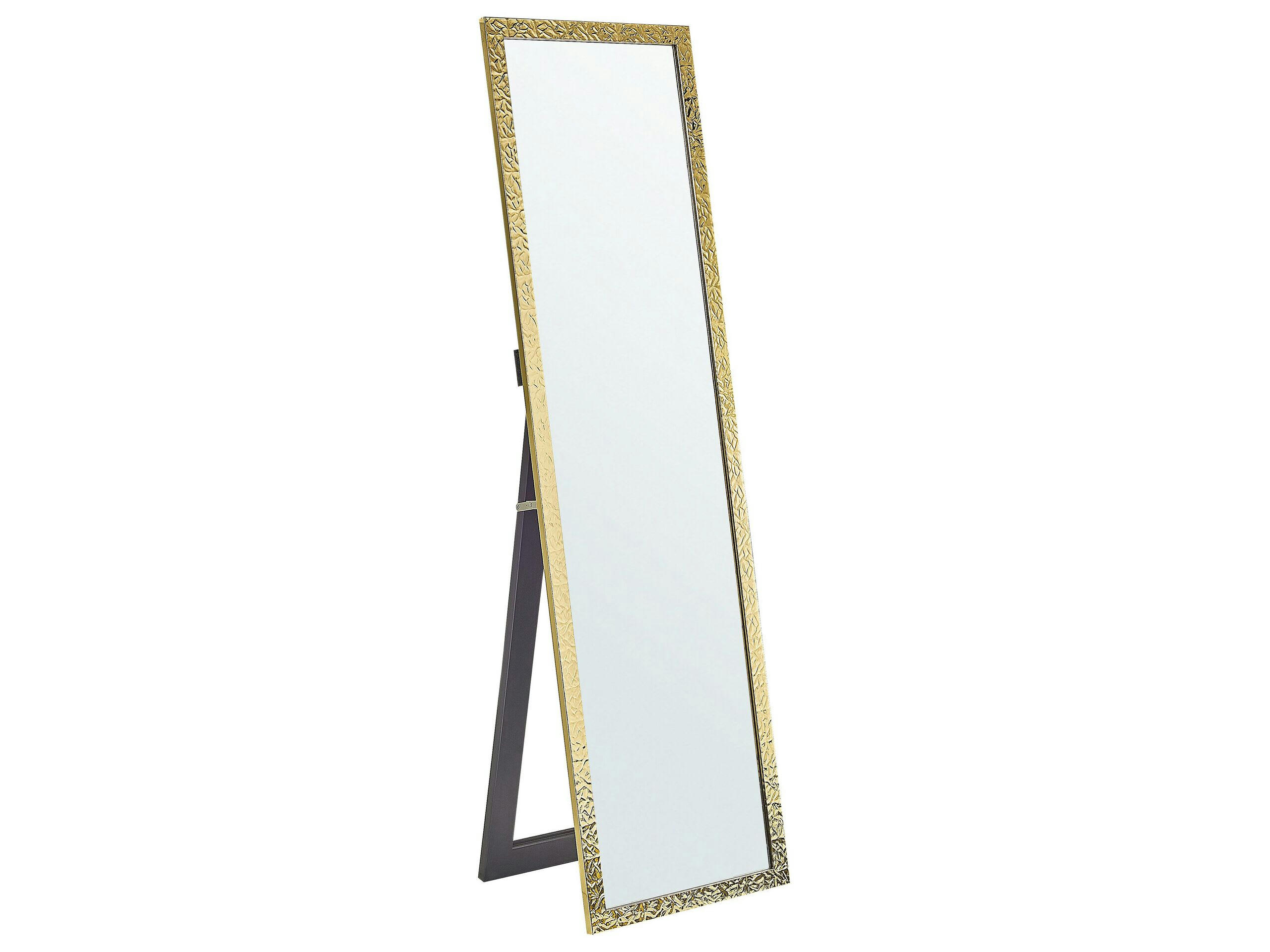 BRECEY - Miroir sur pied en matériaux synthétiques doré 140x40