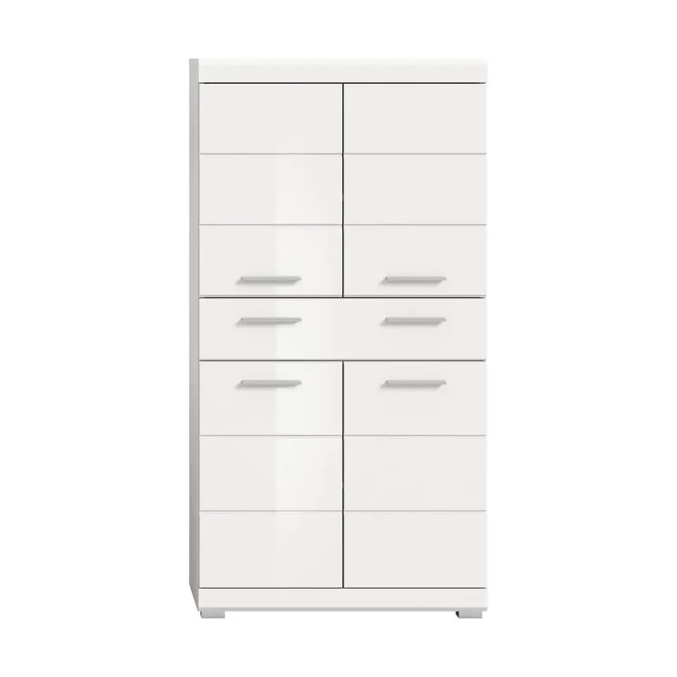 Hioshop Scout kolomkast 4 deuren- 1 lade wit hoogglans- wit