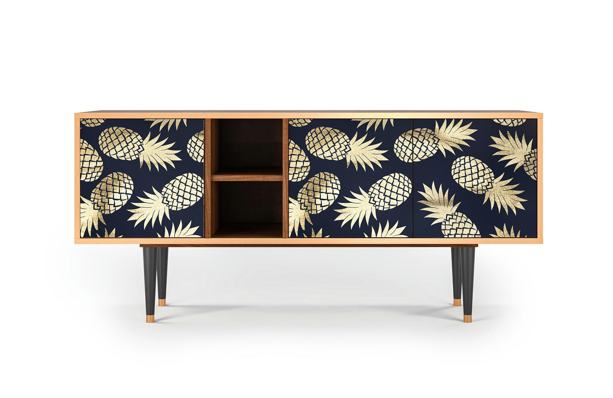 SUNNY PINEAPLE - Meuble TV  bleu et jaune 3 tiroirs L 150 cm