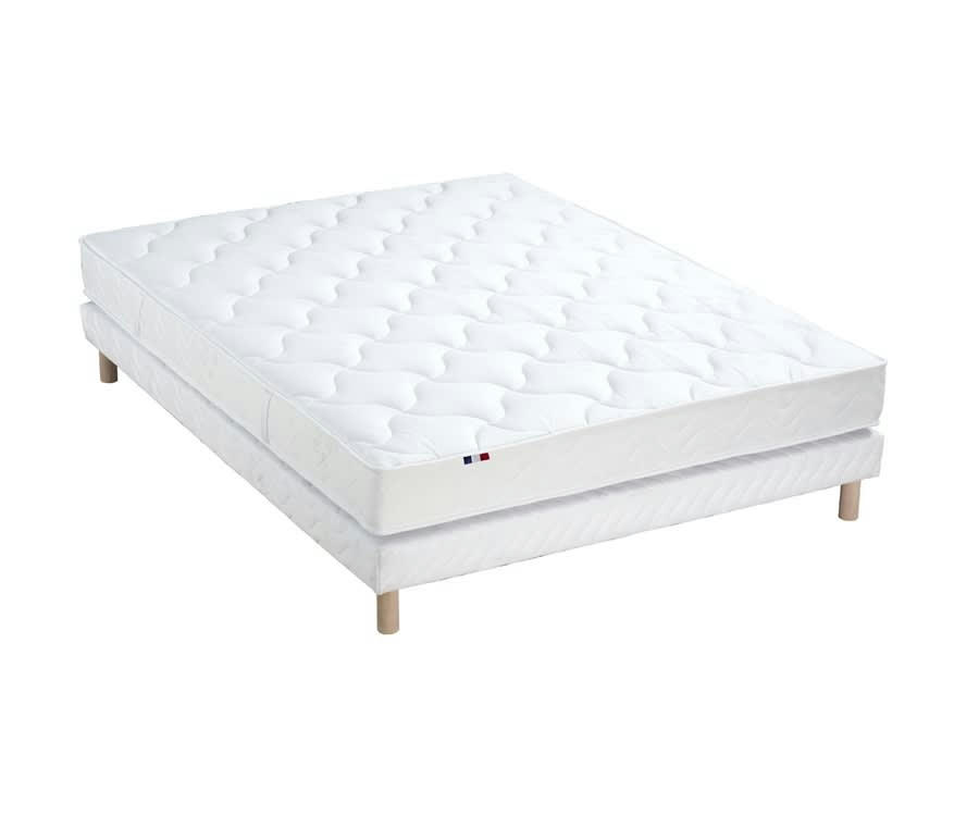 ENSEMBLE ALTO - Ensemble matelas mousse ferme sommier blanc 140x190