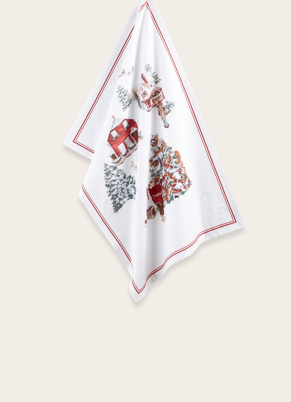 TORCHON SCÈNE DE NO&Euml;L MULTI GUIRLANDE