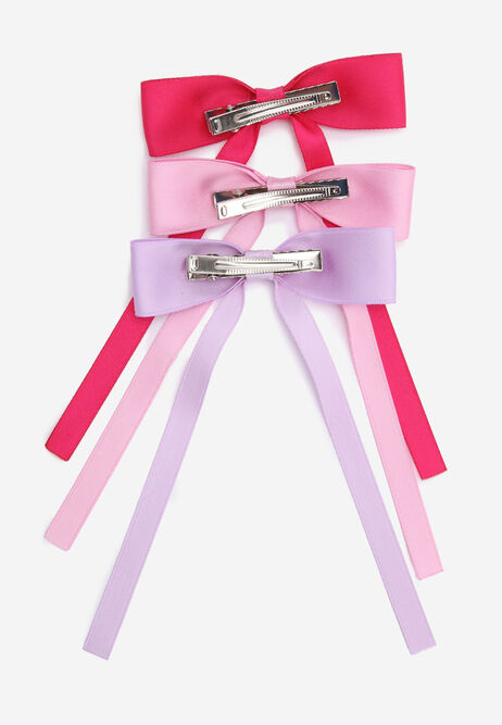 Girls 3pk Pink Satin Hair Clip Bows