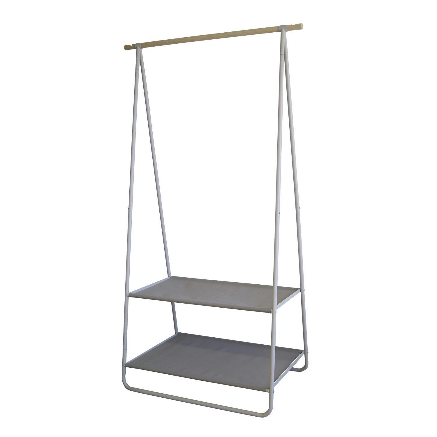 - Portant en bois, métal et textile taupe 55x95x171cm