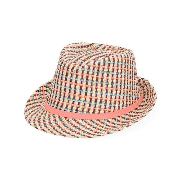 Hut »Sanne«, rosa blau natur mit rosa Band