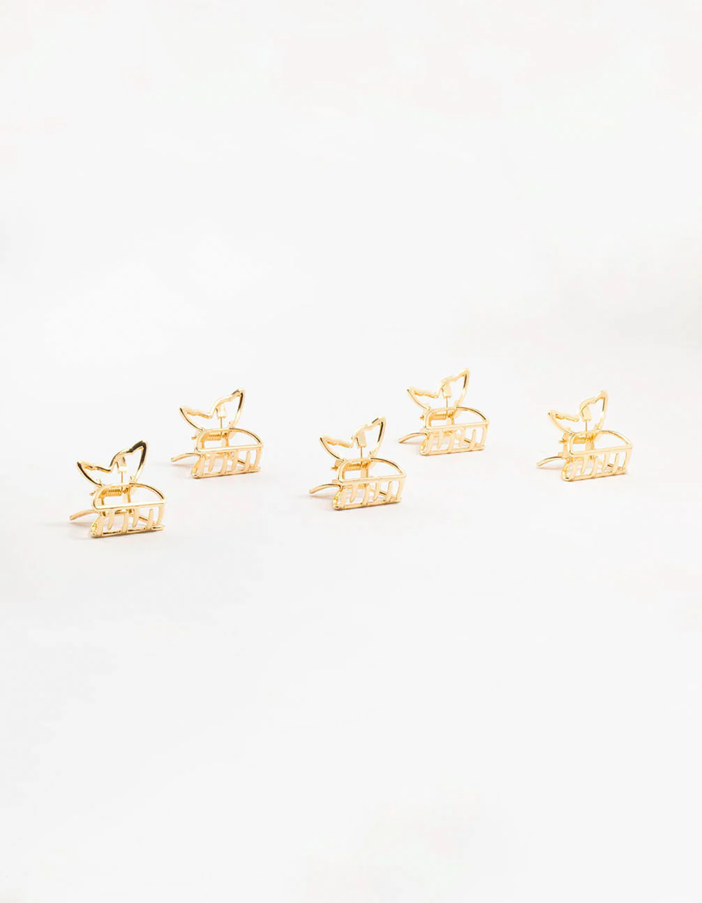 Mini Open Gold Butterfly Hair Clips 5-Pack