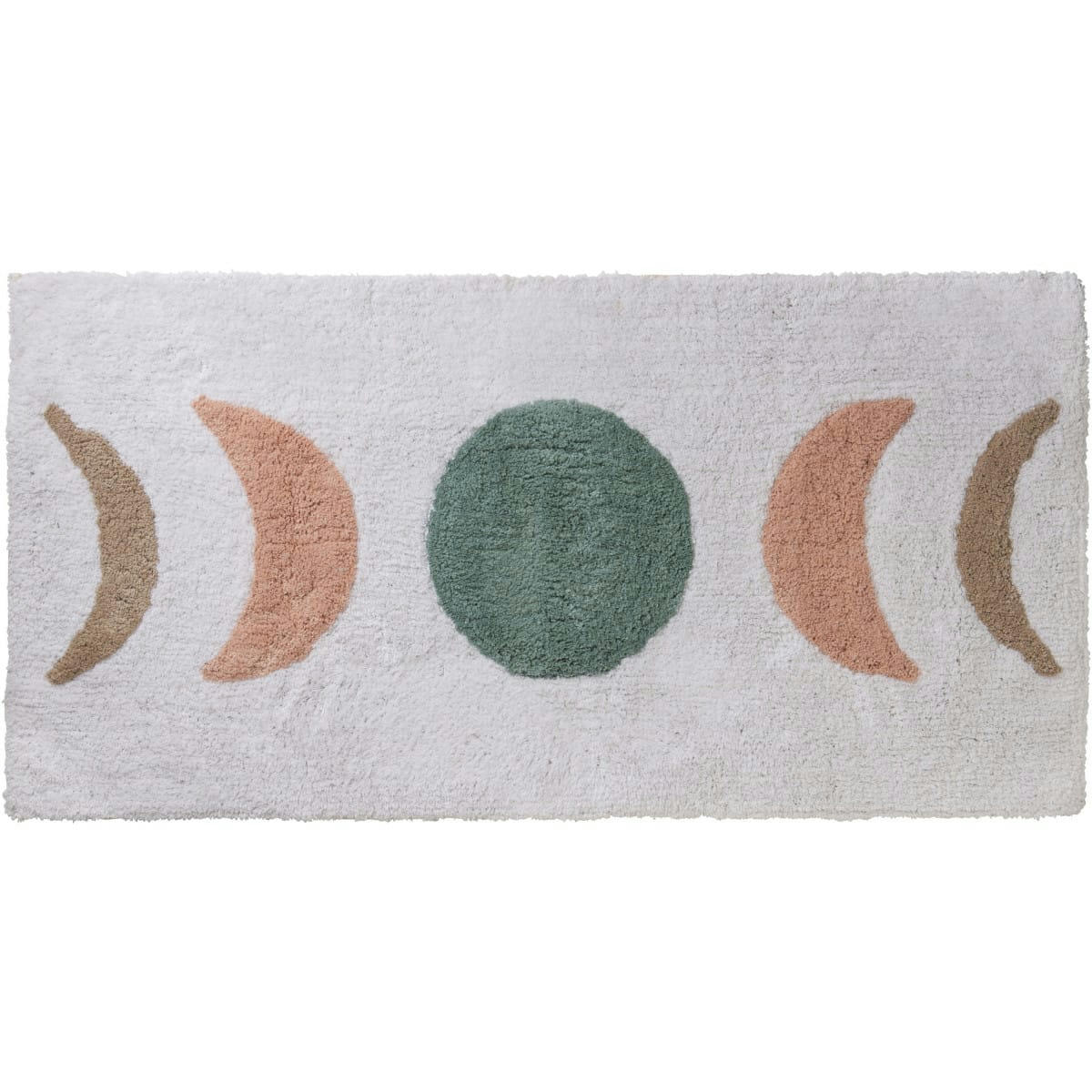 BOHEMIAN - Tapis de bain coton fantaisie blanc et rose 60x120cm