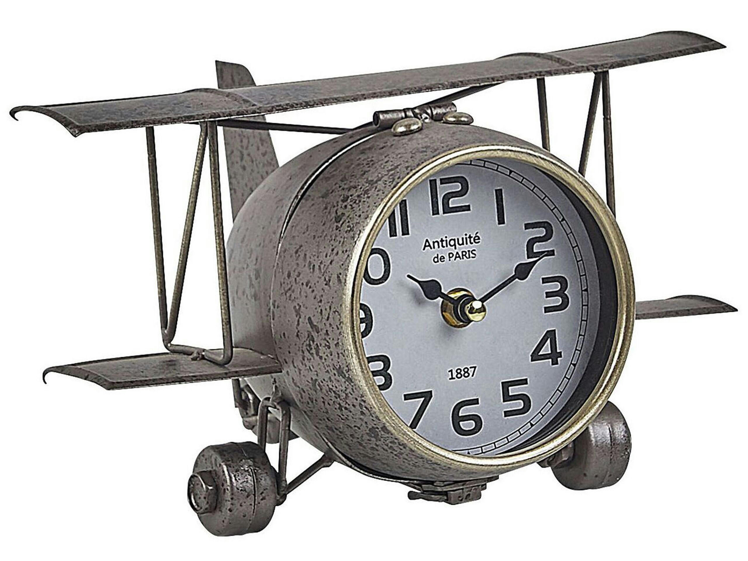 STANS - Horloge de table avion argenté 15 cm