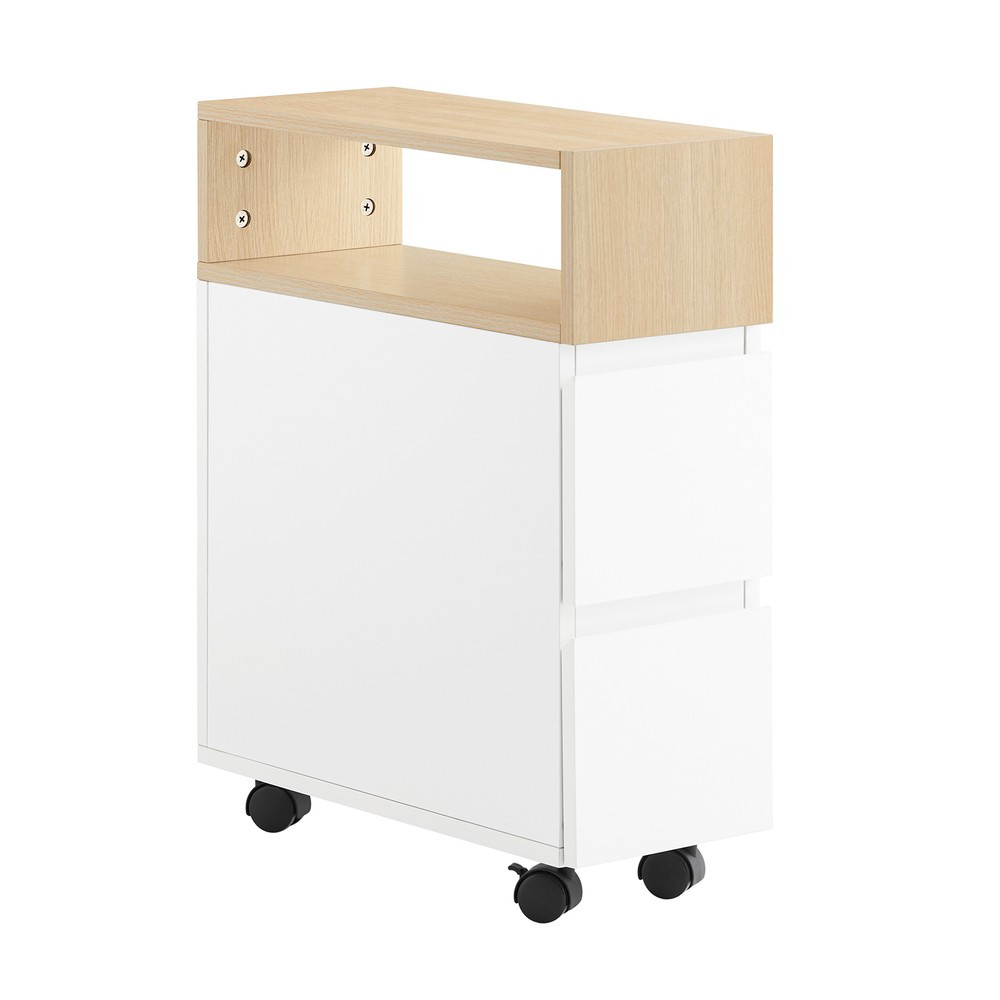 SoBuy Szafka nocna z 2 szufladami 50x20x61cm Minimalistyczny FBT155-NW