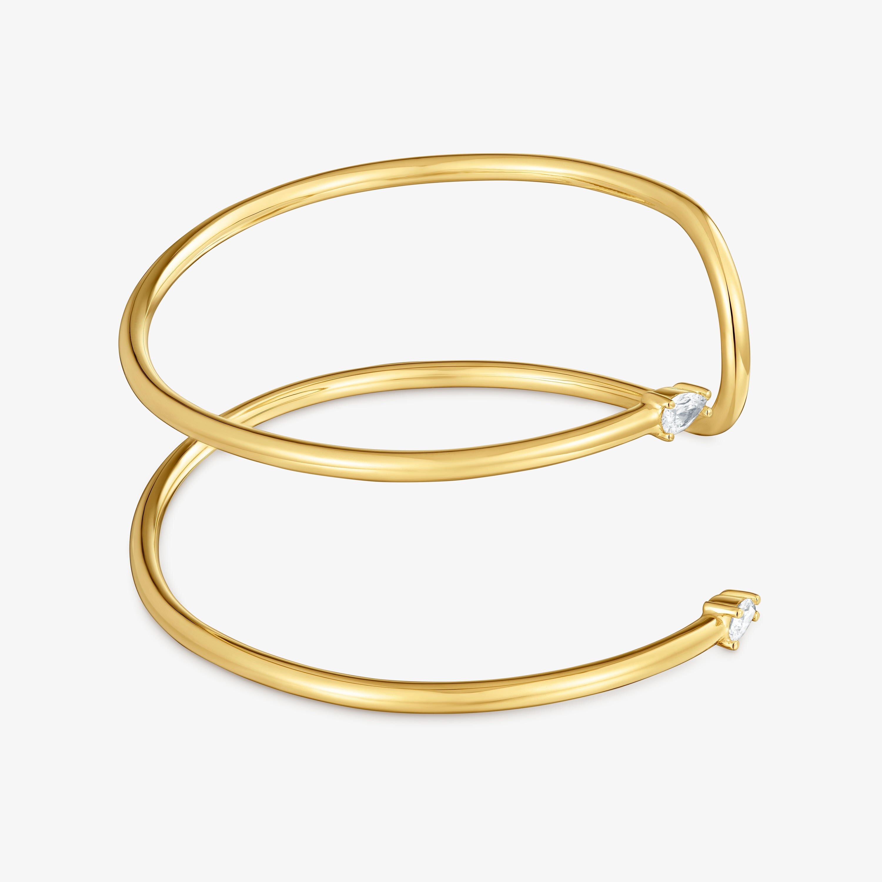 Pulsera esclava con baño de oro 18 kt sobre plata y diamantes creados en laboratorio Lio LGD