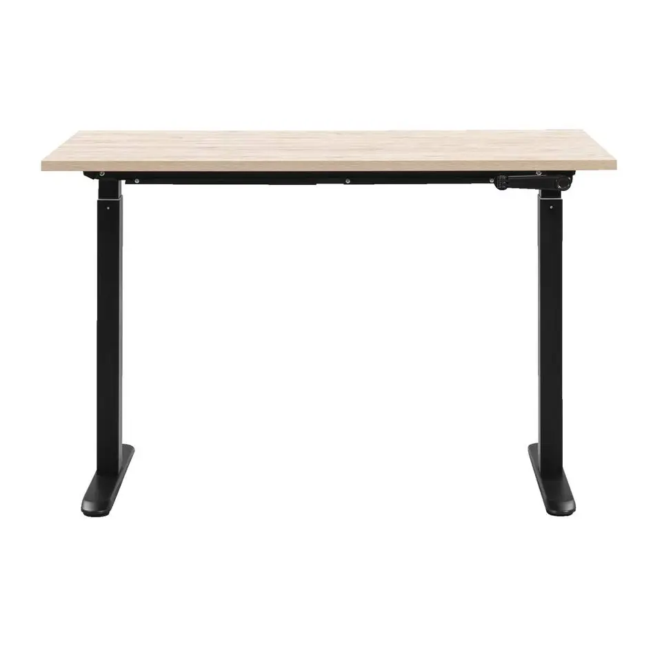 Bureau Homeworx zit/sta handmatig verstelbaar �?eikenkleur/zwart - 75/118x120x70 cm