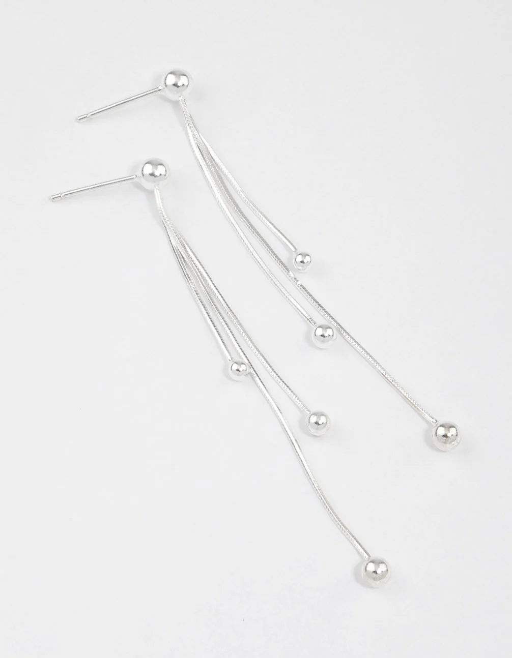 Sterling Silver Dangle Chain Ball Drop Earrings