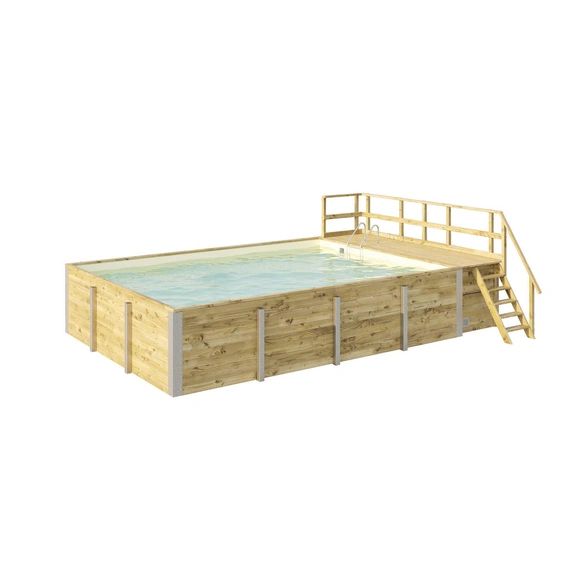 Massivholzpool »595«, grün/braun, BxHxL: 416 x 116 x 644 cm