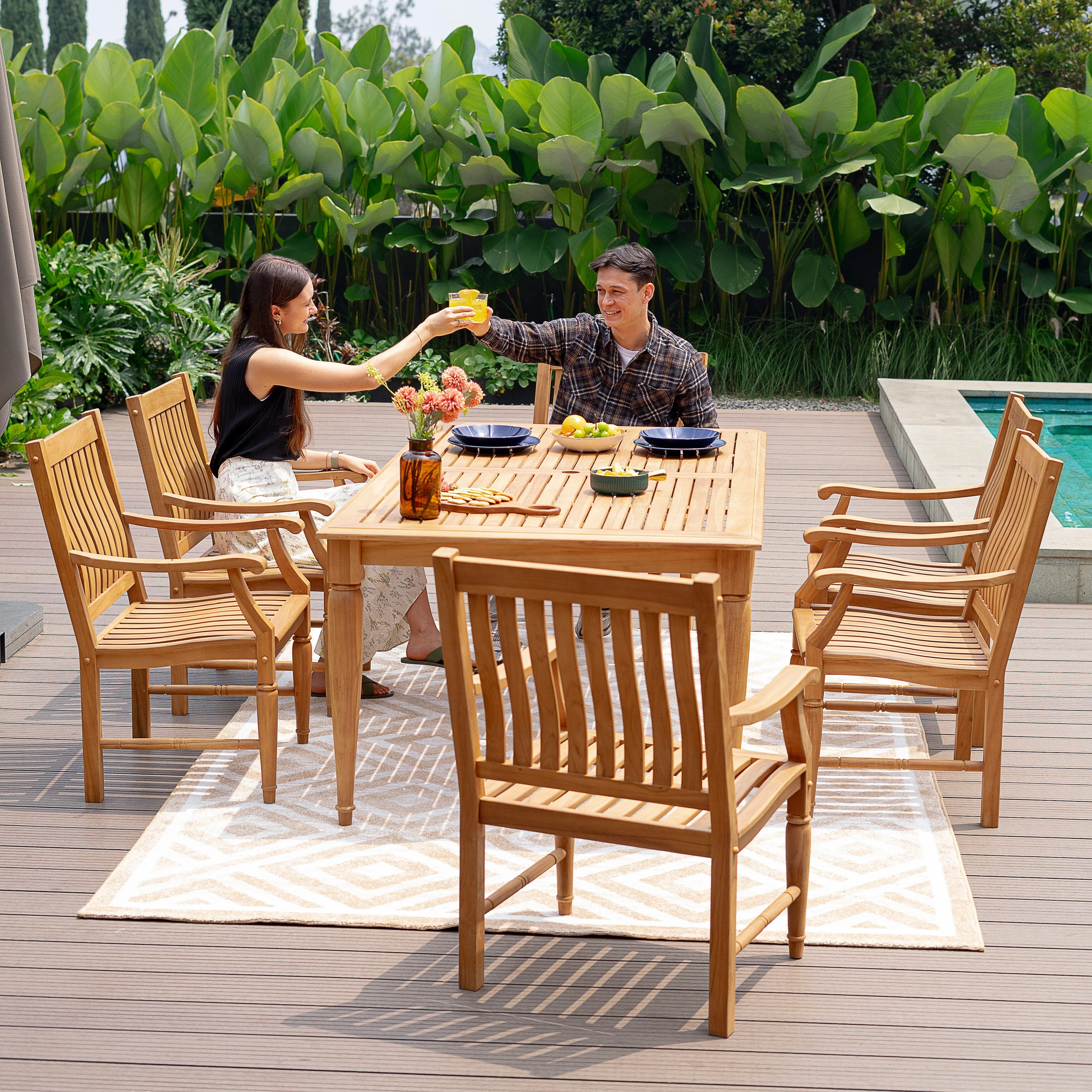 Cambridge Casual Ventura Teak Outdoor Dining Chairs Set of 2