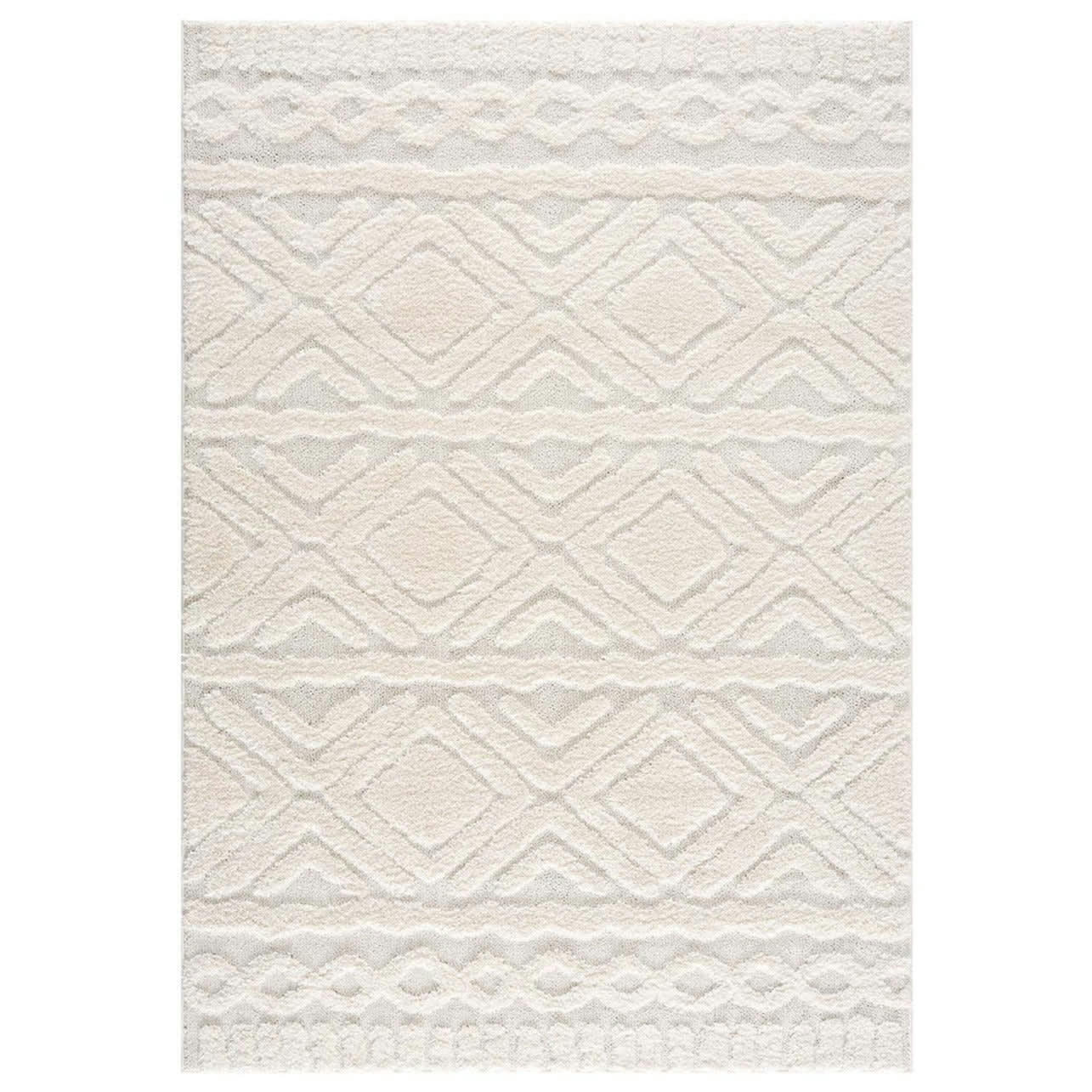 BÖHMEN - Tapis à poils longs et relief crème 160x230cm